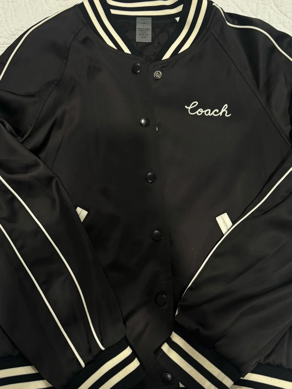 Coach Black and White Bomber Varsity Jacket